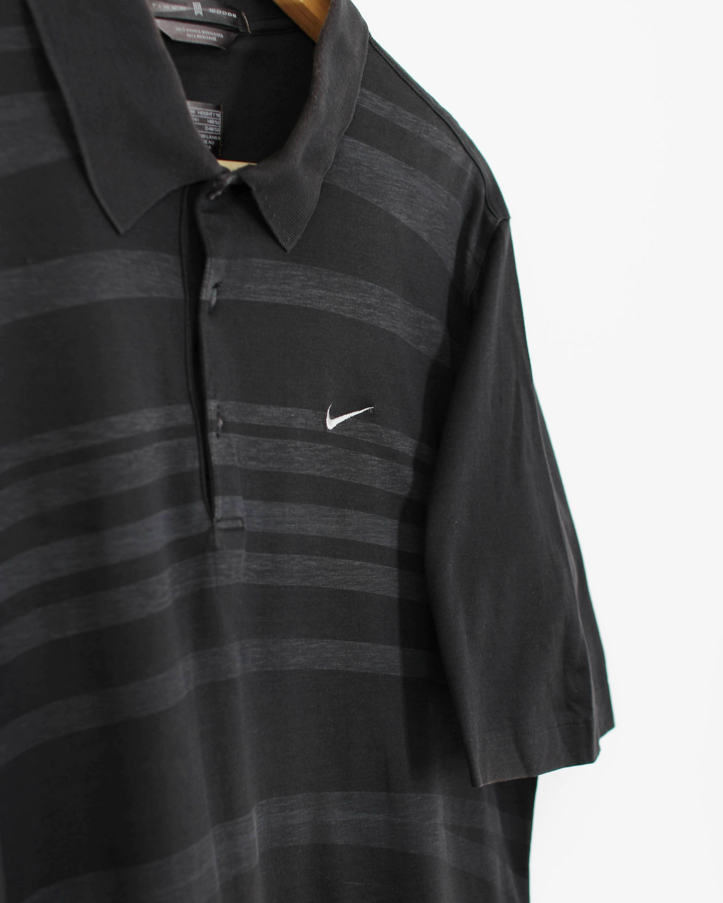00s Nike Tiger Woods Black Patterned Polo-Shirt (M)