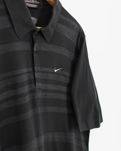 00s Nike Tiger Woods Black Patterned Polo-Shirt (M)