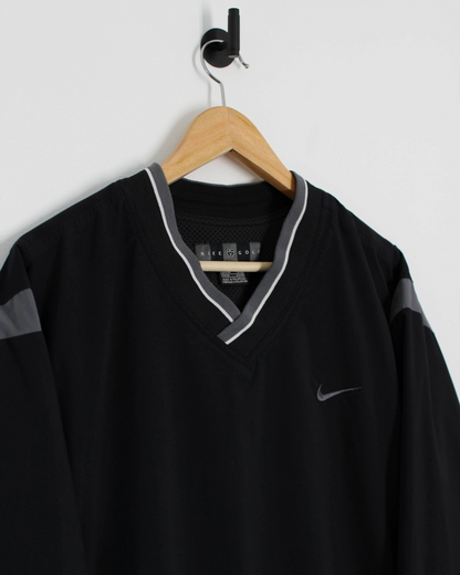 00s Nike Black/Grey V-Neck Windbreaker (L)