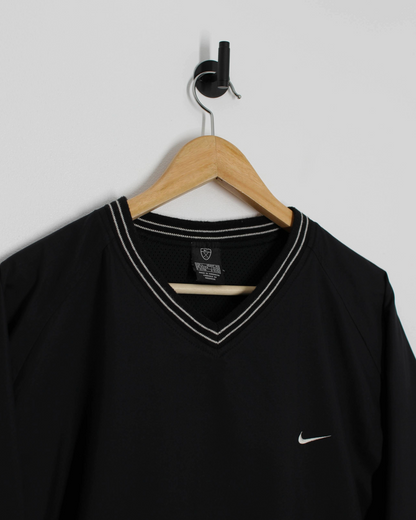 00s Nike Black/White V-Neck Windbreaker (L)