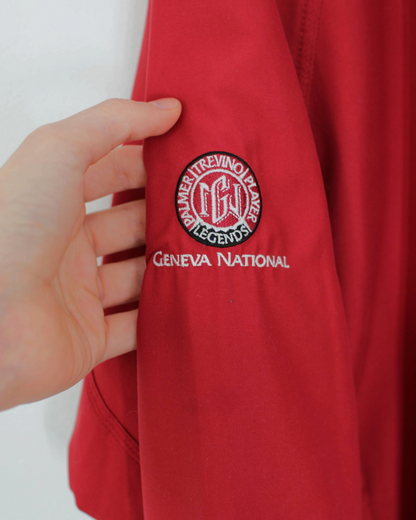 00s Adidas Geneva National Red V-Neck Windbreaker (M)