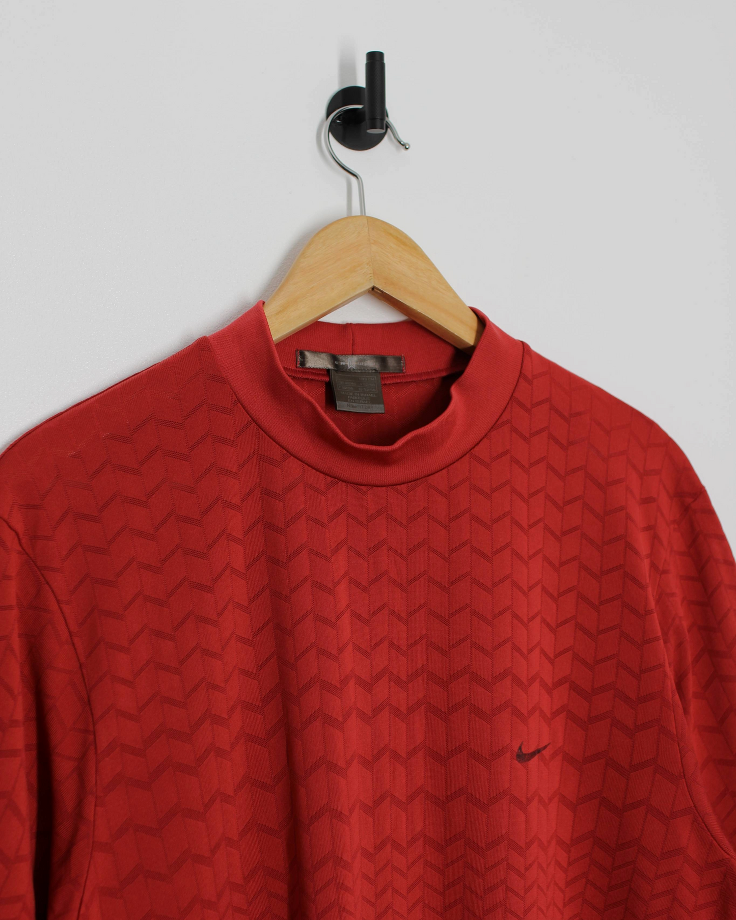 00s Nike Tiger Woods Red Patterned Mock Neck Golf Top (L)