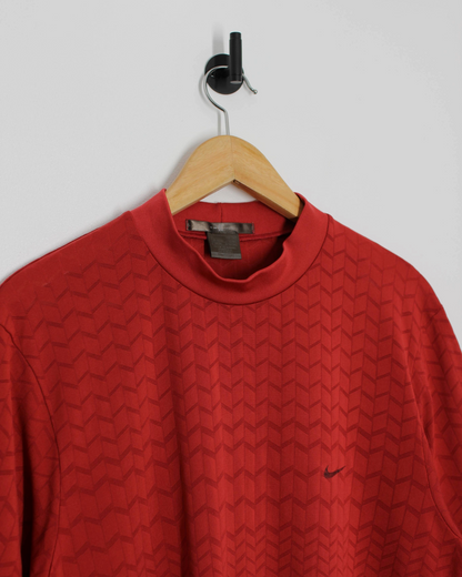 00s Nike Tiger Woods Red Patterned Mock Neck Golf Top (L)