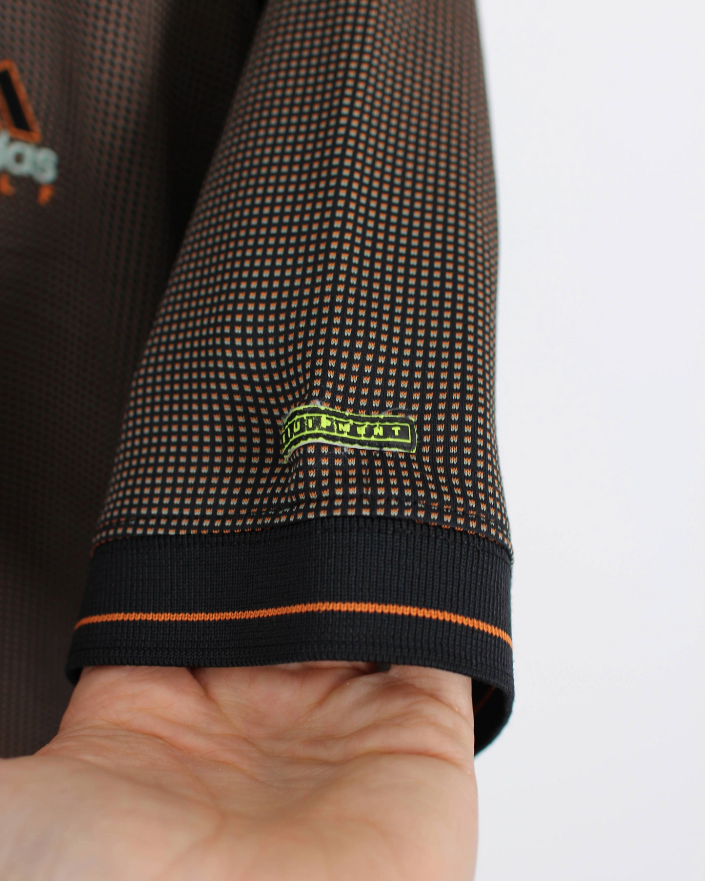 90s Adidas Orange/Black Soft Lightweight Weave Polo-Shirt (M)