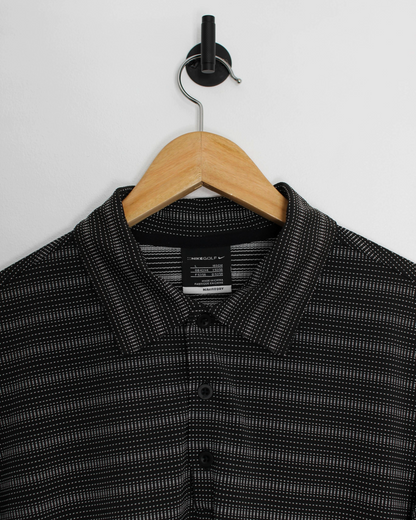Modern Nike Black/White Striped Polo-Shirt (L)
