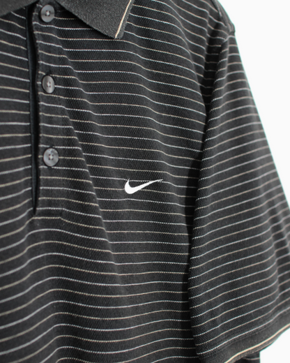 00s Nike Striped Polo-Shirt (M)