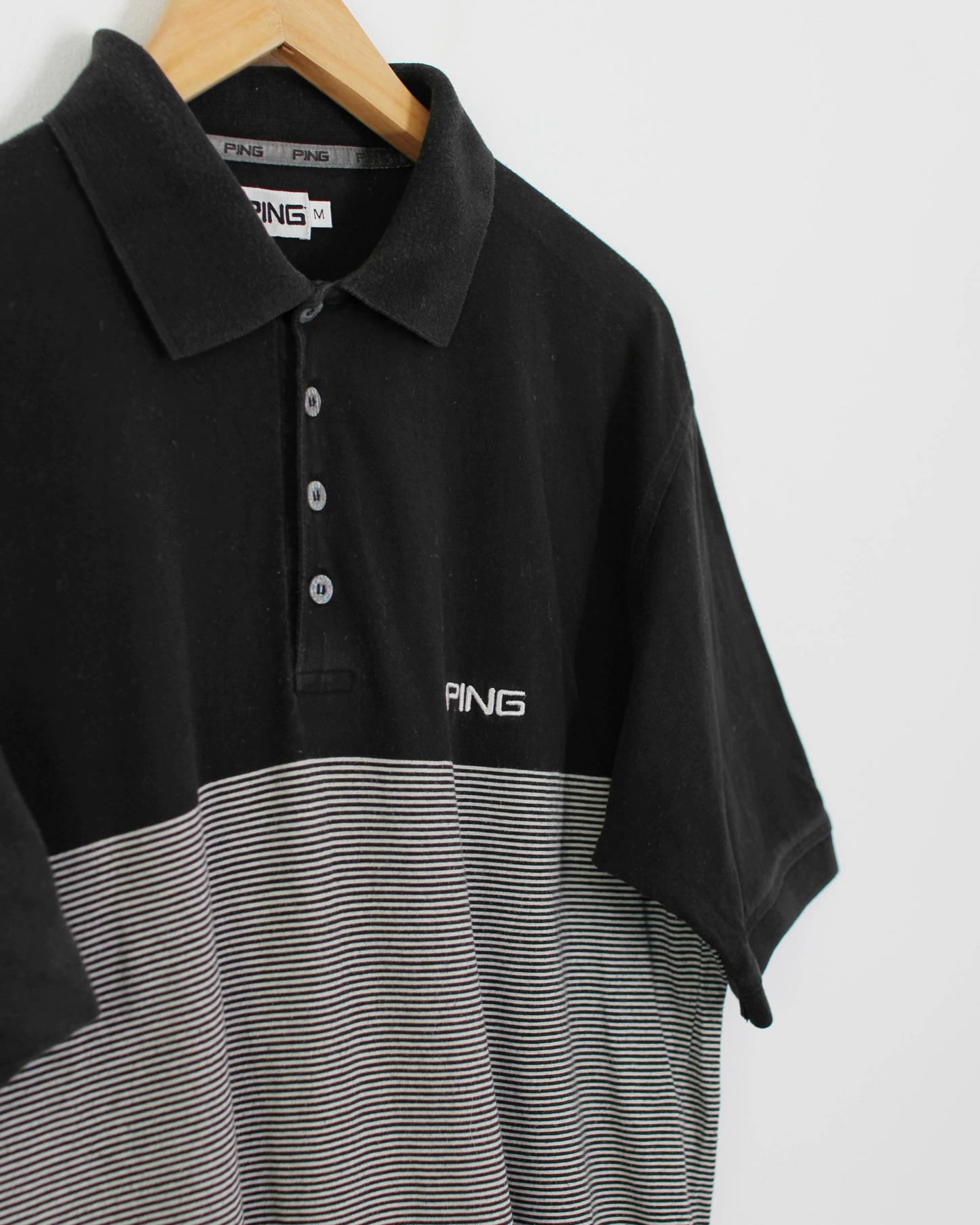 00s Ping Black/White Polo-Shirt (M)