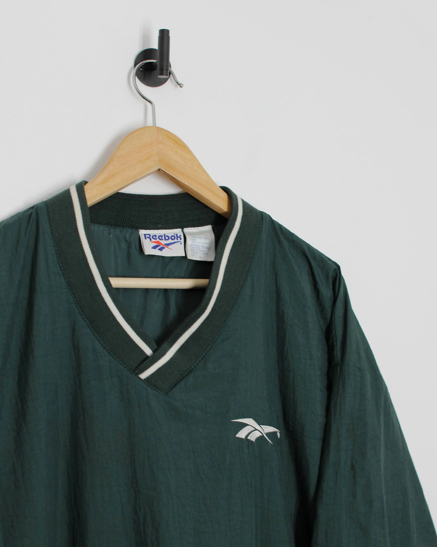 90s Reebok Green V-Neck Windbreaker (L)