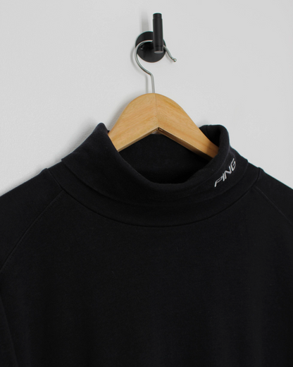 00s Ping Black Long Sleeve Turtle Neck Golf Top (L)