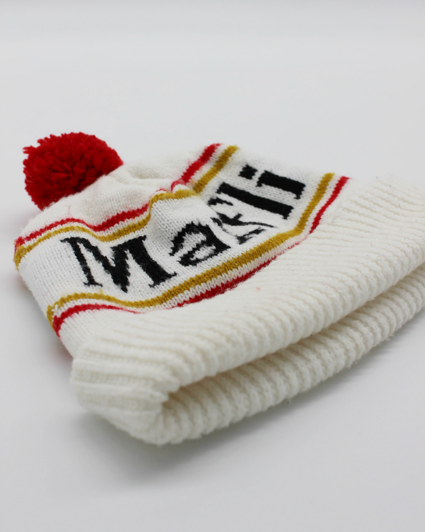 90s Maxfli White/Red/Gold Beanie Hat