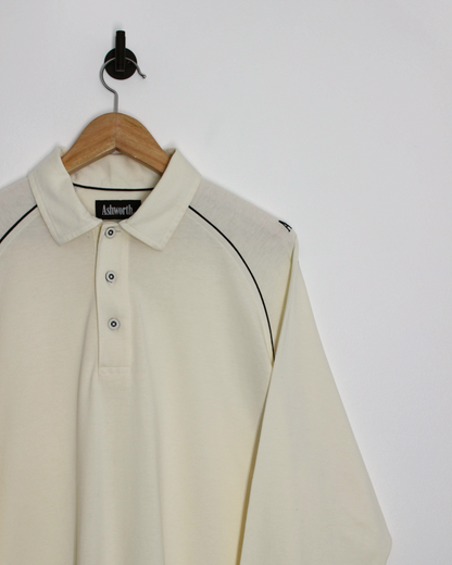 Ashworth Cream Long Sleeve Polo-Shirt (L)