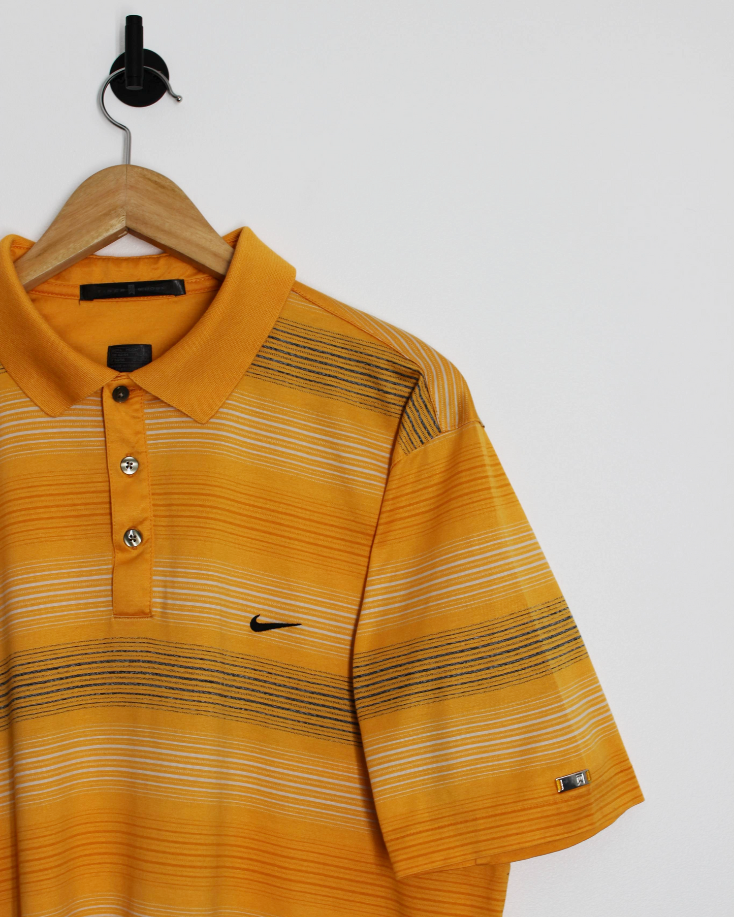 00s Nike Tiger Woods Orange Striped Polo-Shirt (L)
