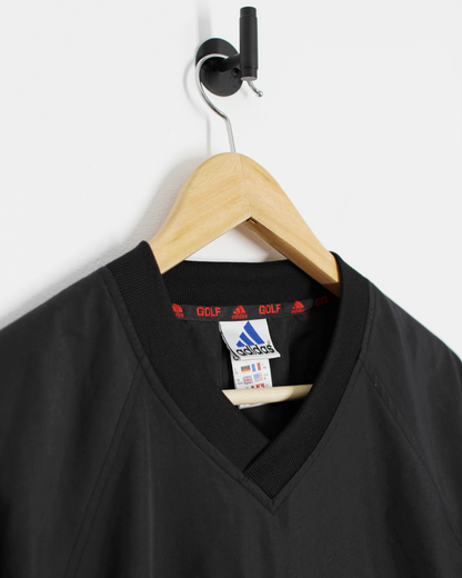 90s Adidas Black/Red V-Neck Windbreaker (M)