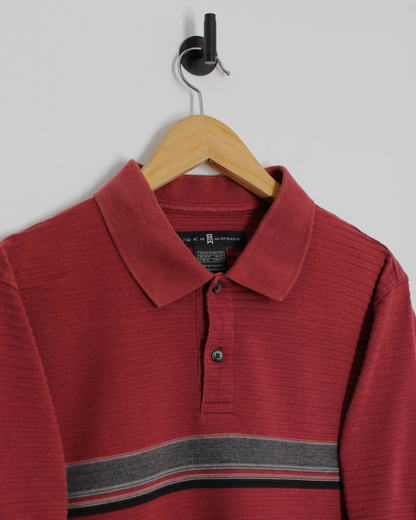 00s Nike Tiger Woods Deep Red Ribbed Polo-Shirt (M)