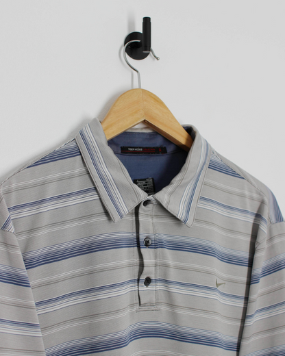 00s Nike Tiger Woods Grey/Blue Polo-Shirt (L)
