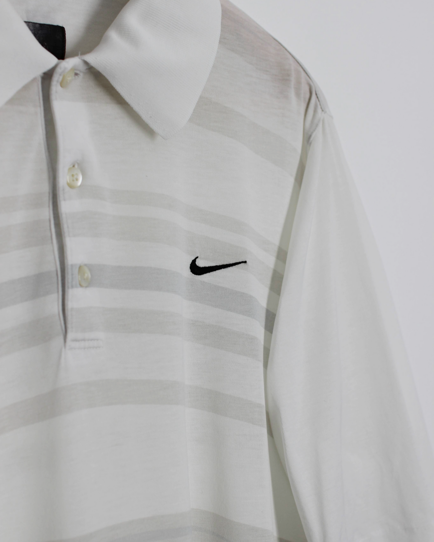 00s Nike Tiger White White Abstract Patterned Polo-Shirt (S)