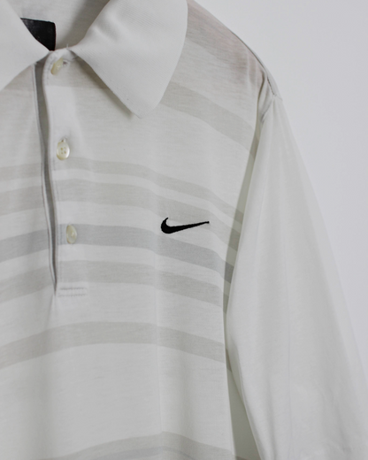 00s Nike Tiger White White Abstract Patterned Polo-Shirt (S)