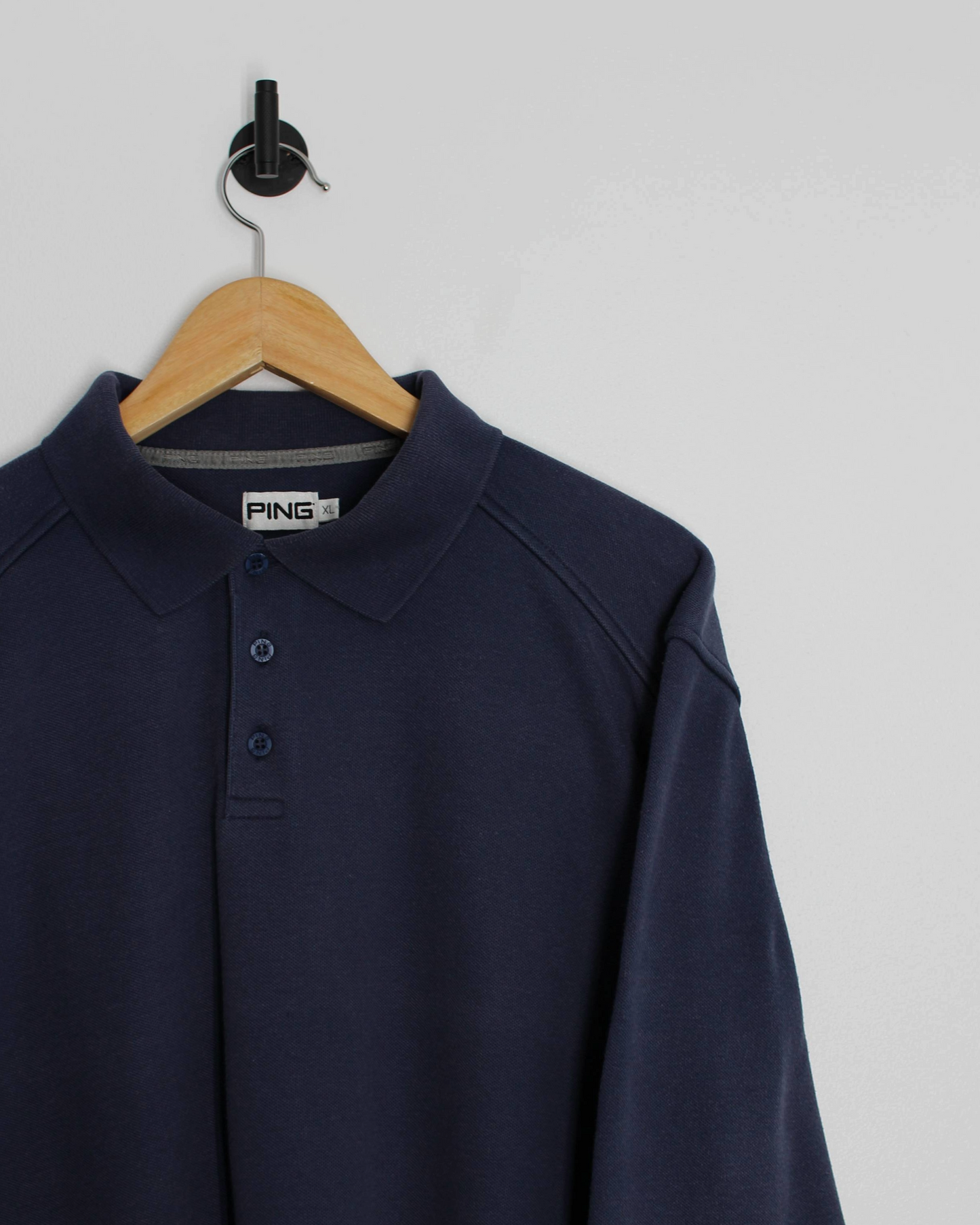 00s Ping Navy Long Sleeve Polo-Shirt (XL)