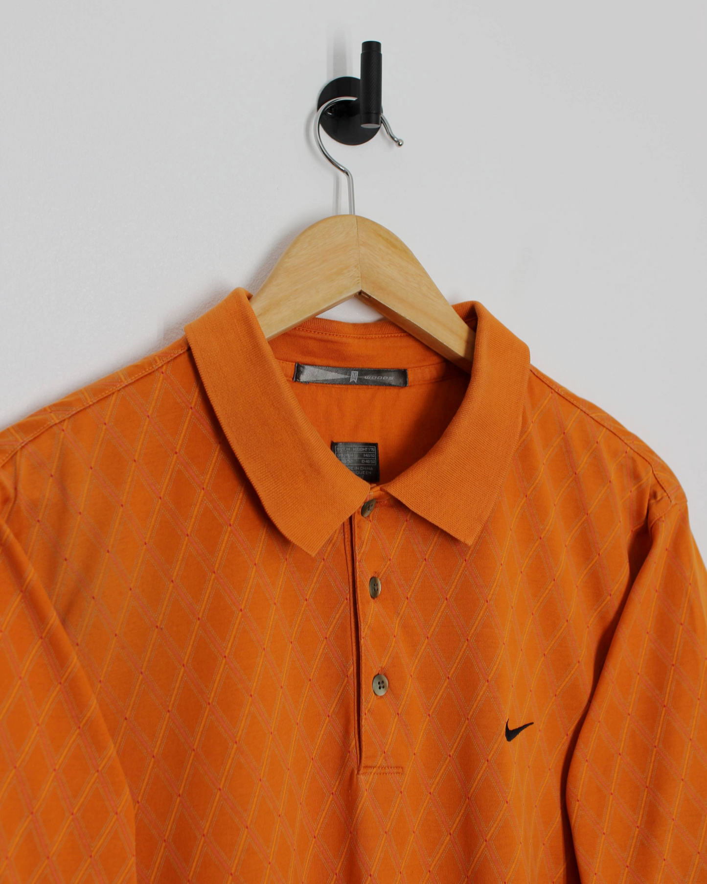 00s Nike Tiger Woods Orange Abstract Polo-Shirt (M)