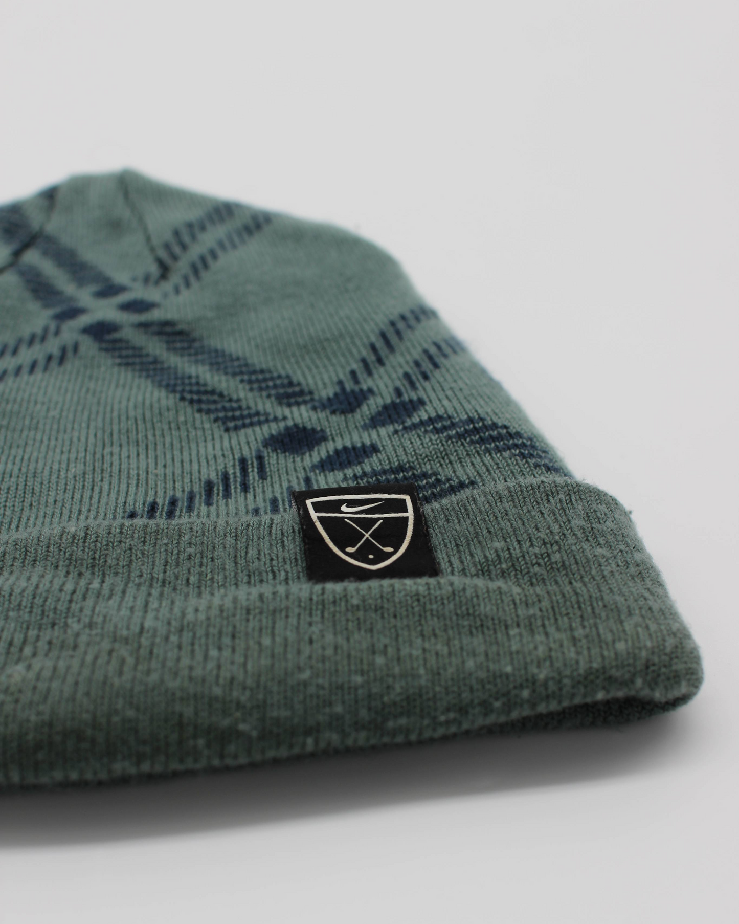 00s Nike Shield Logo Green Patterned Beanie Hat