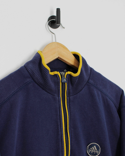 00s Adidas Navy/Yellow Quarter Zip Jumper (XS/S)