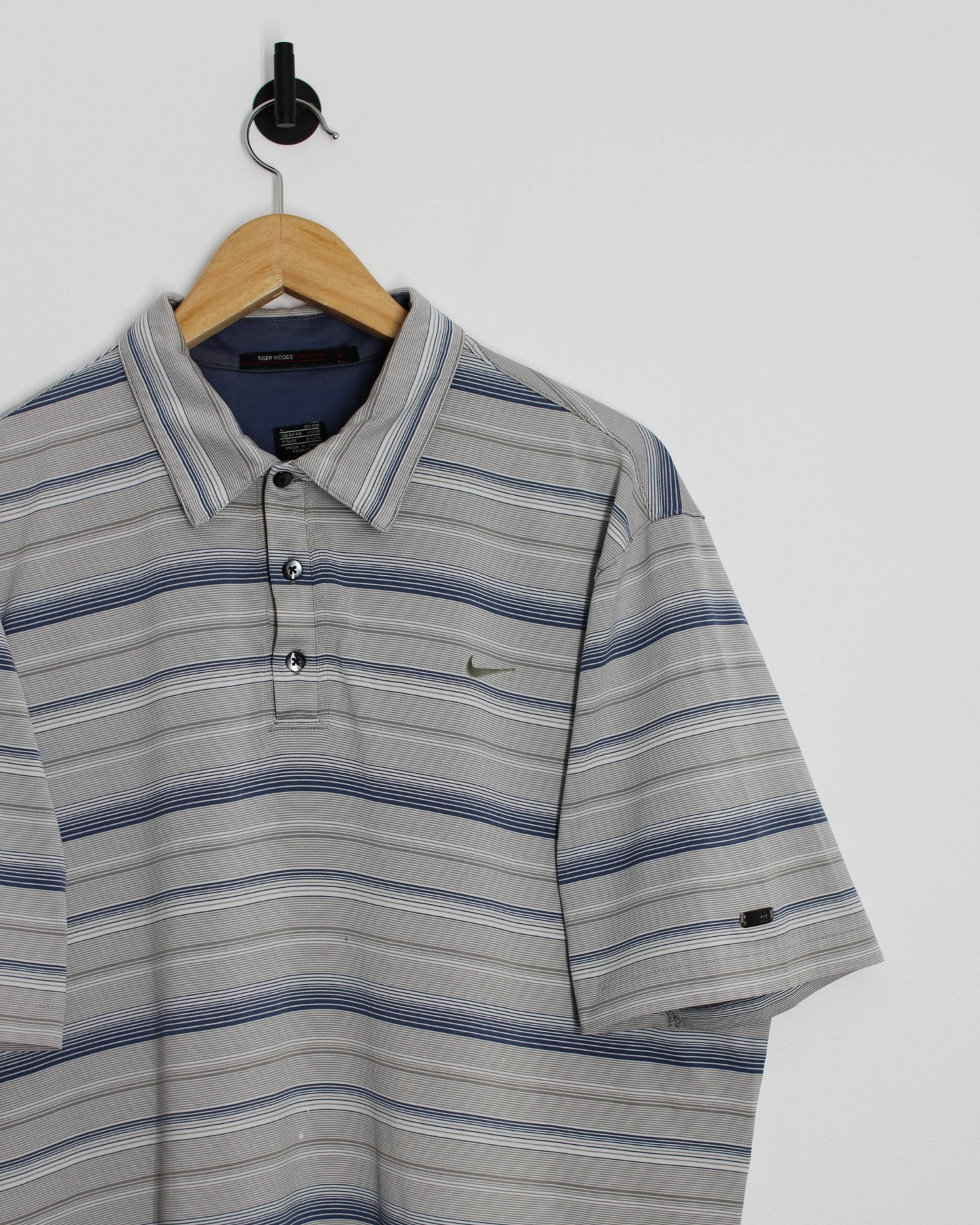 00s Nike Tiger Woods Grey/Blue Polo-Shirt (L)