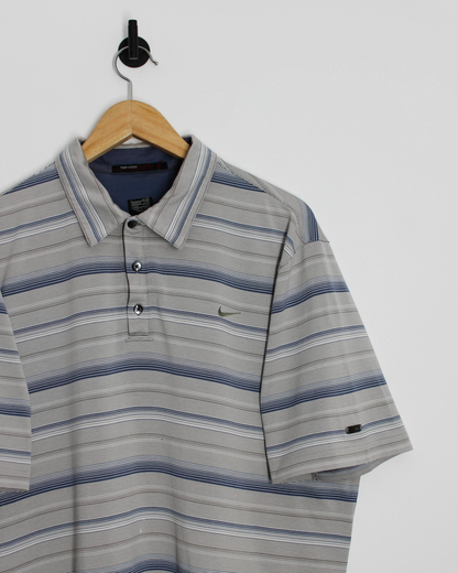 00s Nike Tiger Woods Grey/Blue Polo-Shirt (L)