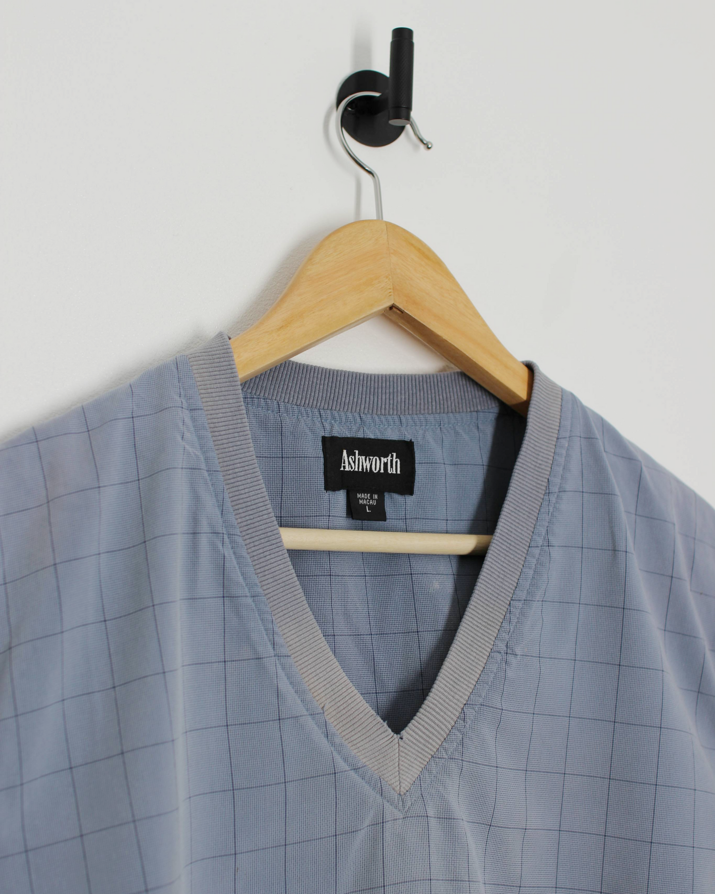 90s Ashworth Light Blue Chequered Golf Vest (L)