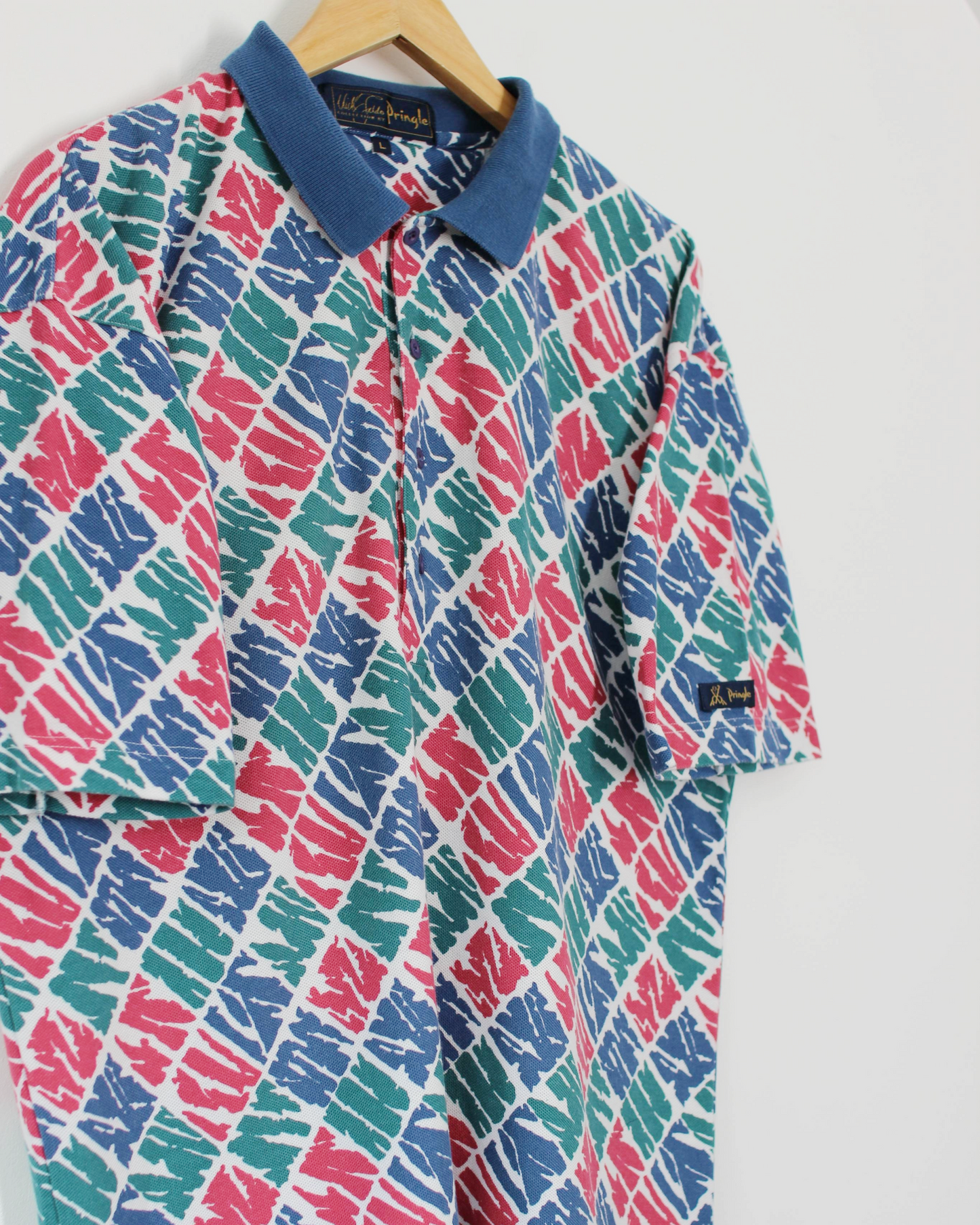 90s Pringle Nick Flado Collection Abstract Polo-Shirt (L)