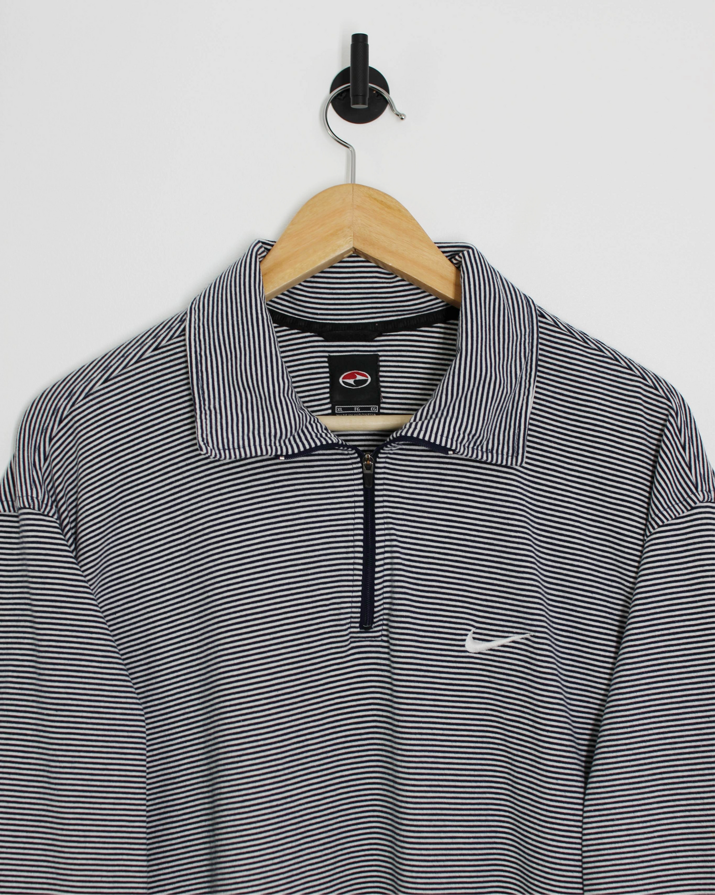 90s Nike Yin Yang White/Black Zipped Polo-Shirt (XL)