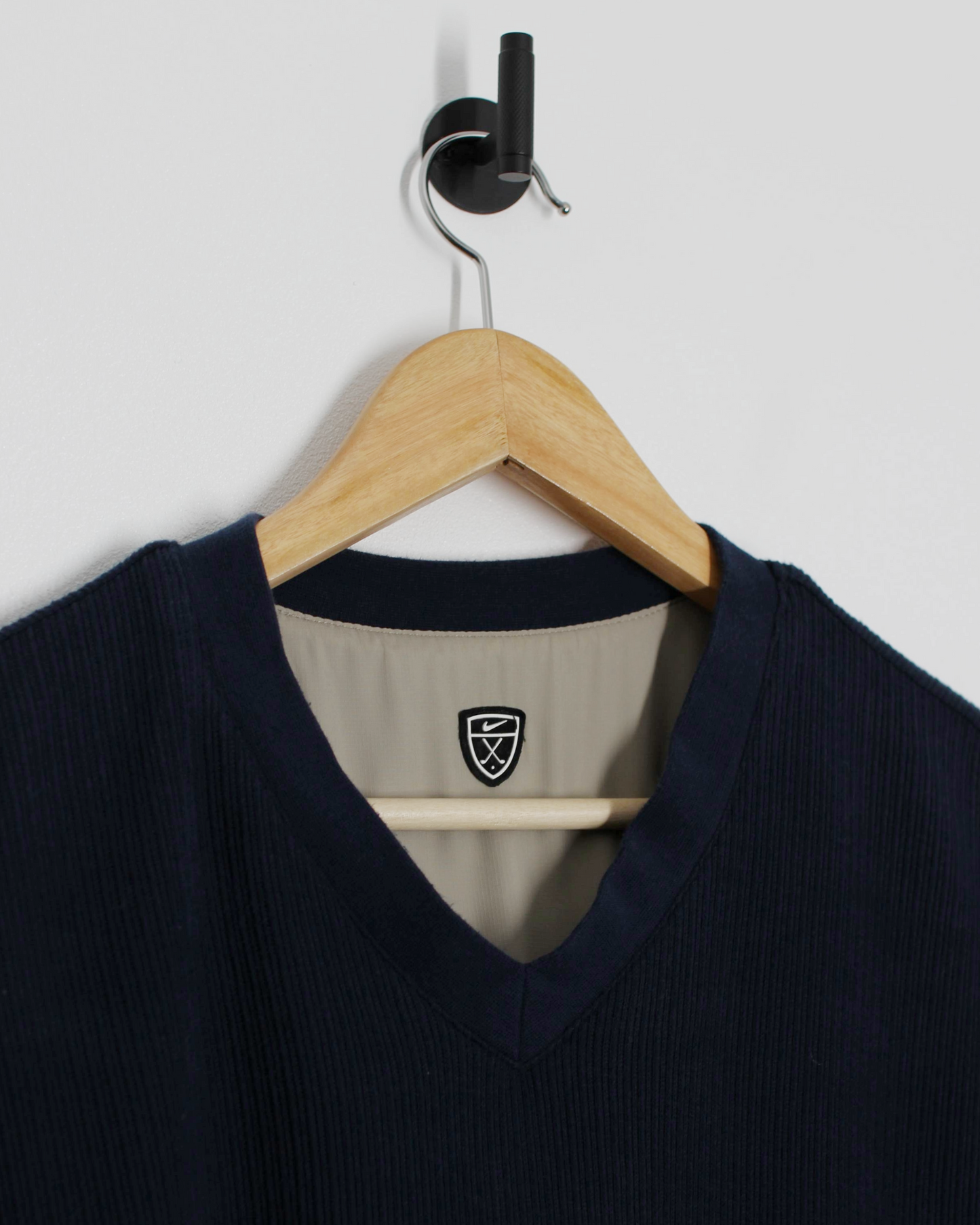 00s Nike Navy/Cream Reversible V-Neck Jumper/Windbreaker (XXL)