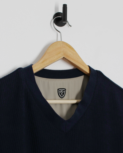 00s Nike Navy/Cream Reversible V-Neck Jumper/Windbreaker (XXL)