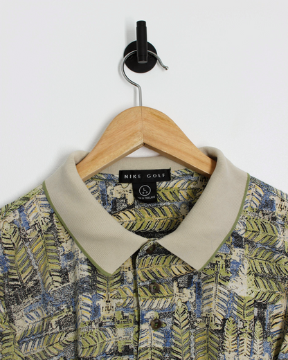 90s Nike Abstract Palm Leaf Polo-Shirt (L)