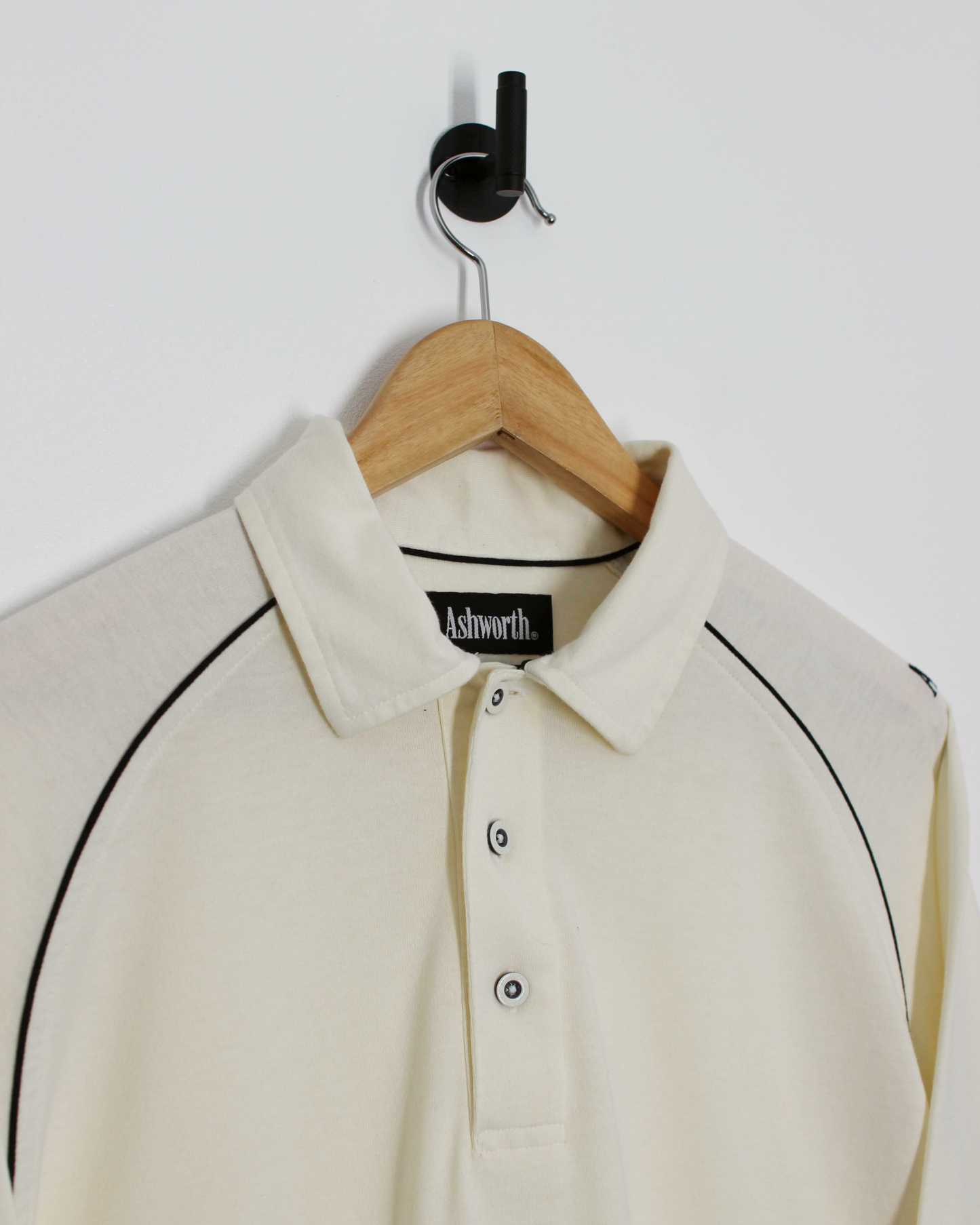 Ashworth Cream Long Sleeve Polo-Shirt (L)