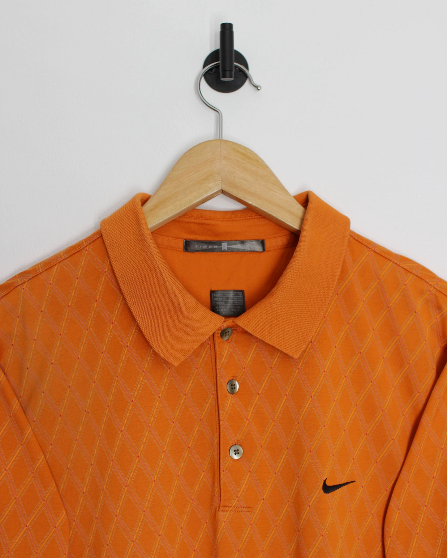 00s Nike Tiger Woods Orange Abstract Polo-Shirt (M)