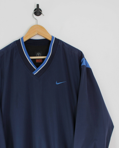00s Nike Navy/Blue V-Neck Windbreaker (M)