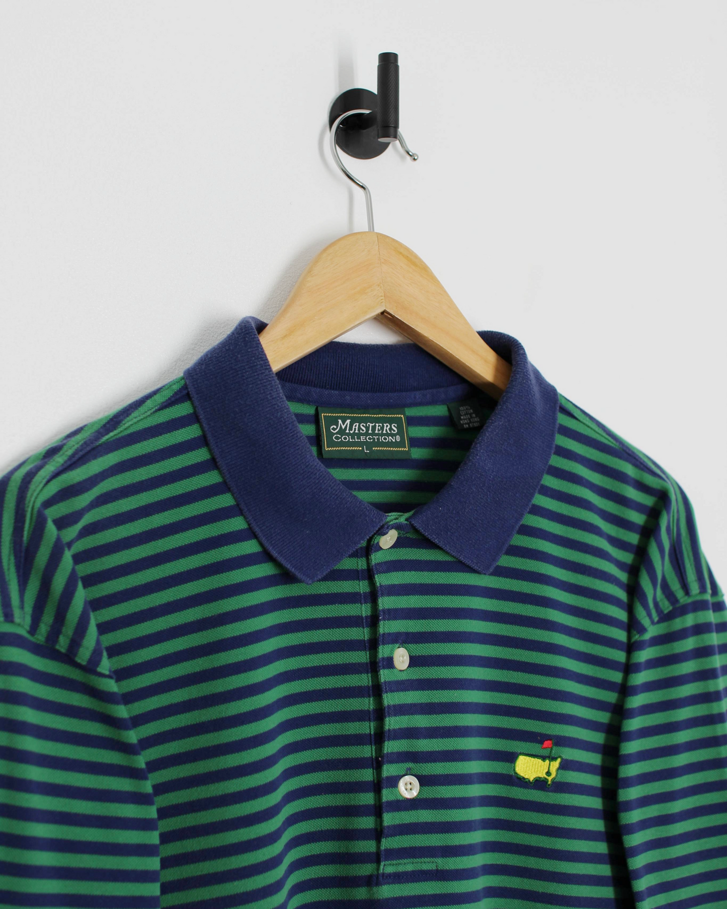 Masters Collection Green/Navy Striped Polo-Shirt (L)