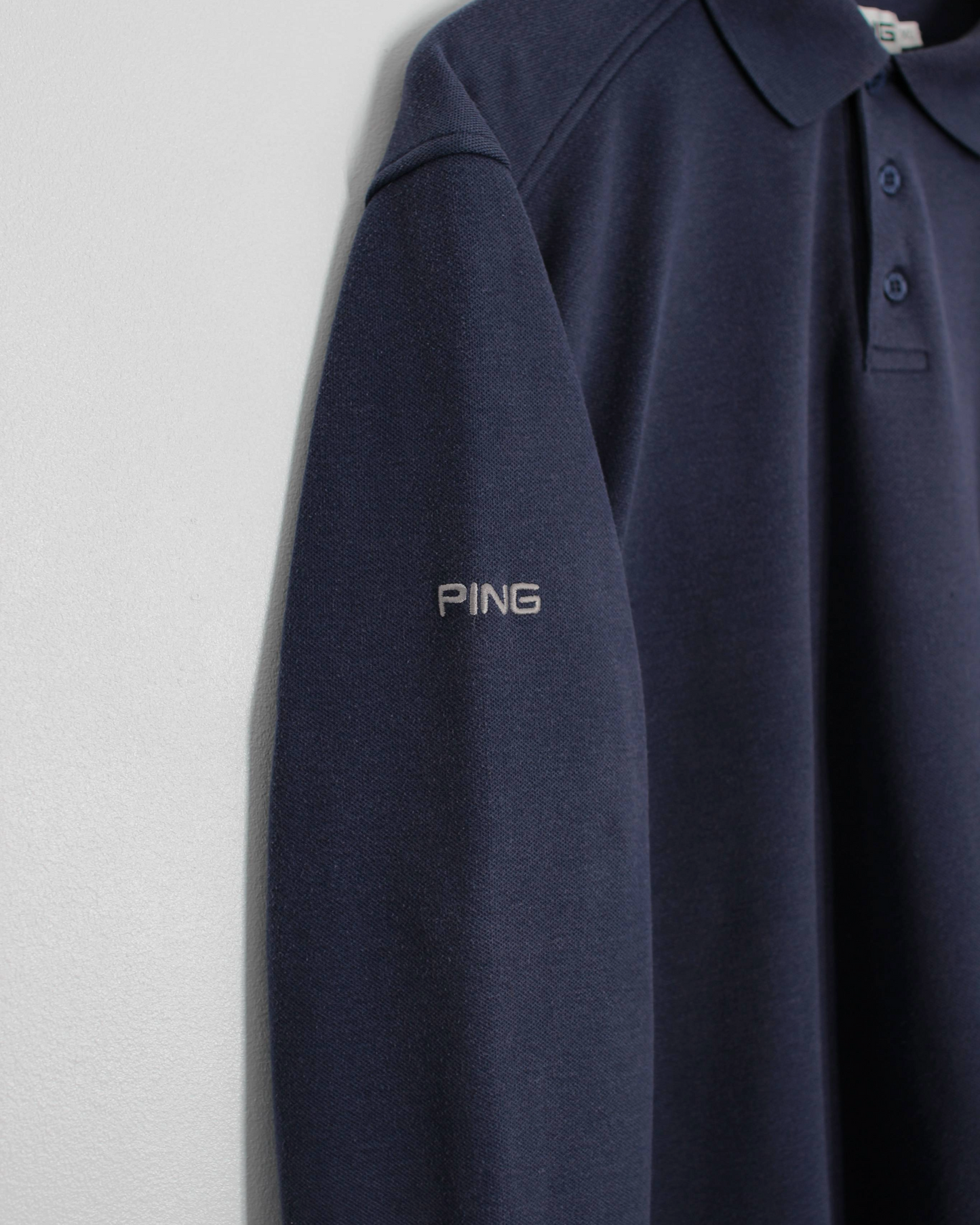 00s Ping Navy Long Sleeve Polo-Shirt (XL)