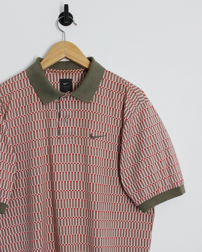 90s Nike Tiger Woods Yin Yang Red/Green Abstract Polo-Shirt (S)