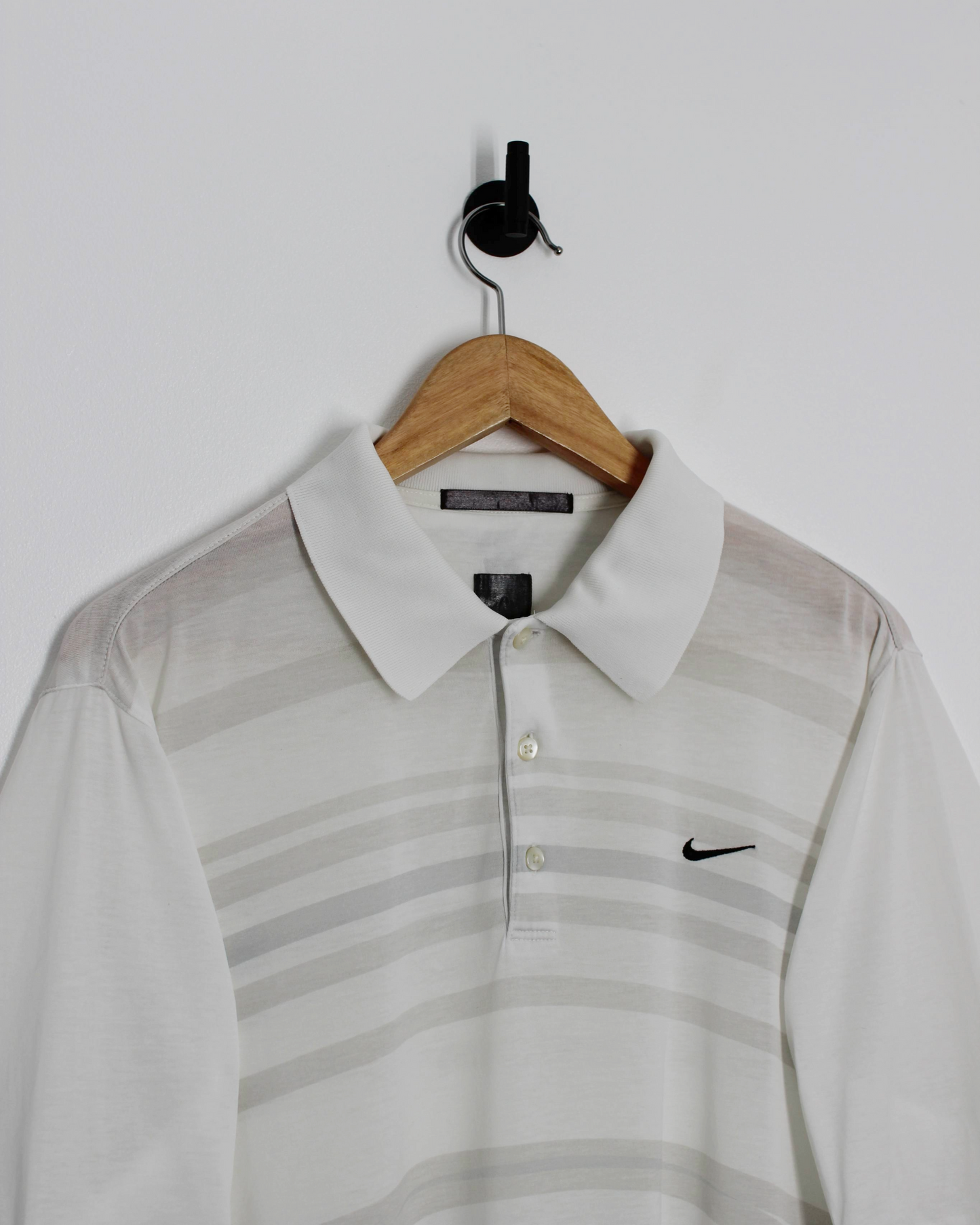00s Nike Tiger White White Abstract Patterned Polo-Shirt (S)