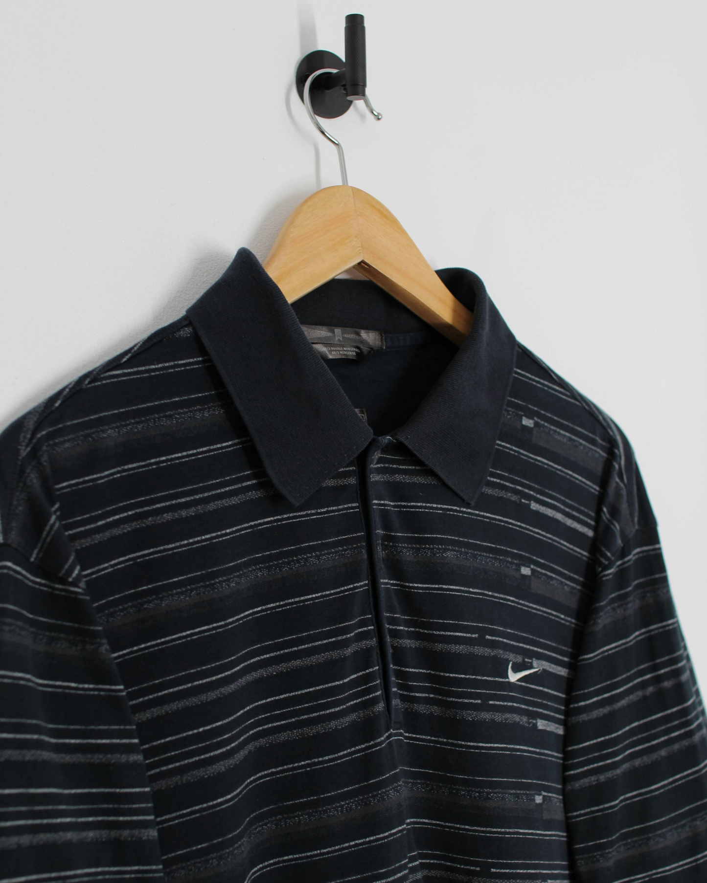 00s Nike Tiger Woods Black Patterned Polo-Shirt (L)