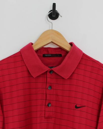 00s Nike Tiger Woods Red/Black Polo-Shirt (L)