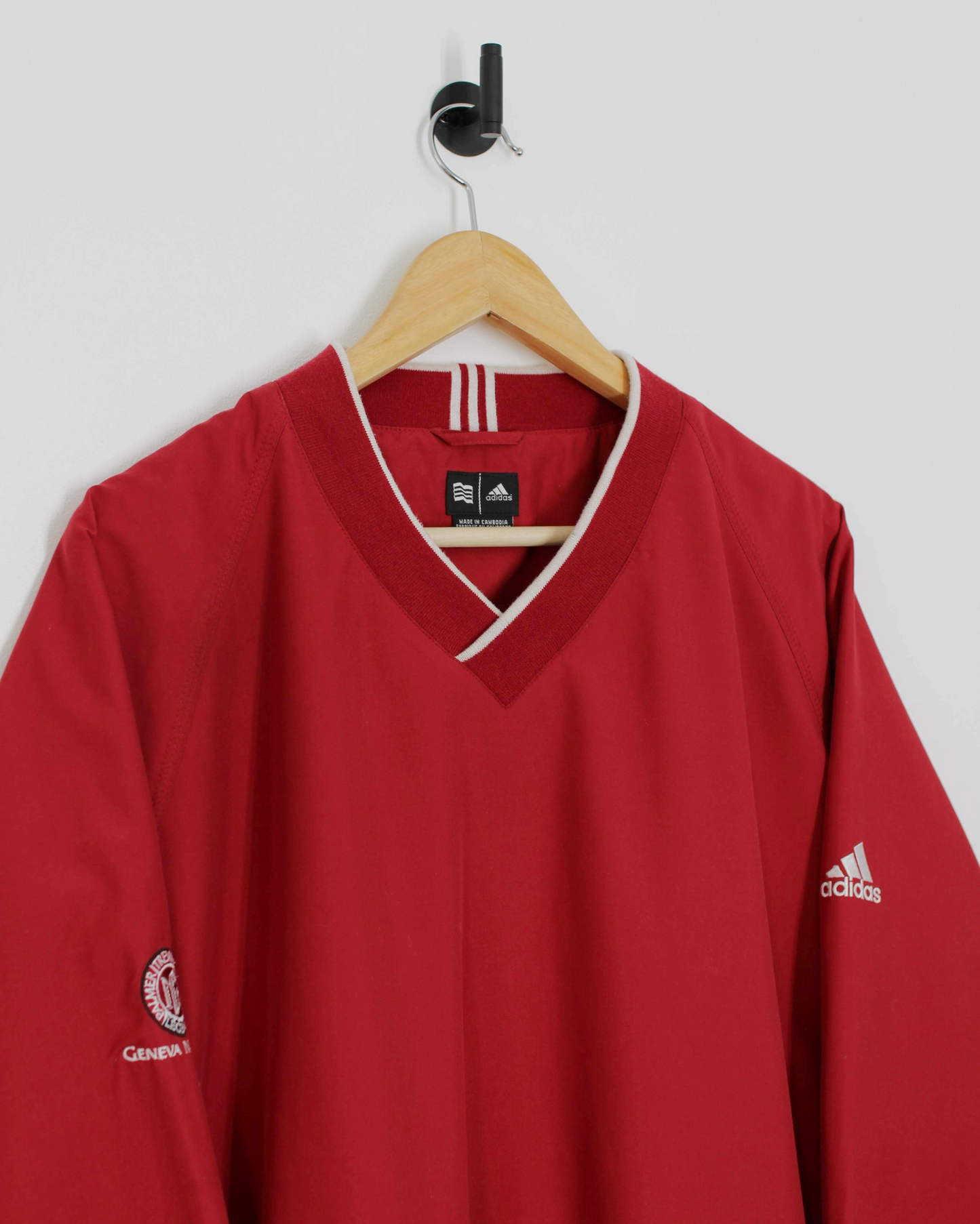00s Adidas Geneva National Red V-Neck Windbreaker (M)
