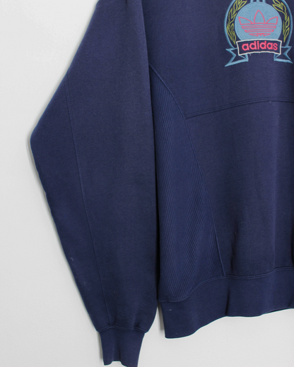 90s Adidas Navy Graphic Crewneck Sweatshirt (M)
