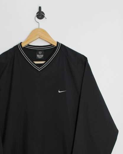 00s Nike Black V-Neck Windbreaker (S)