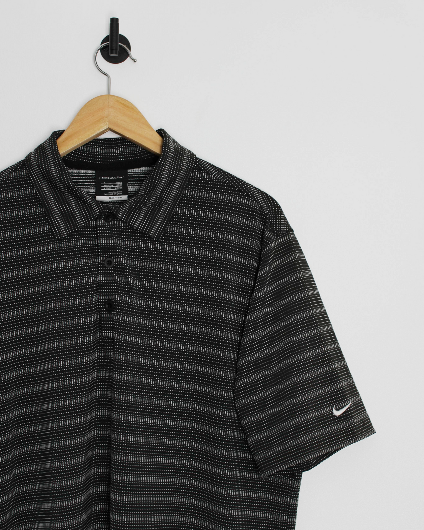 Modern Nike Black/White Striped Polo-Shirt (L)