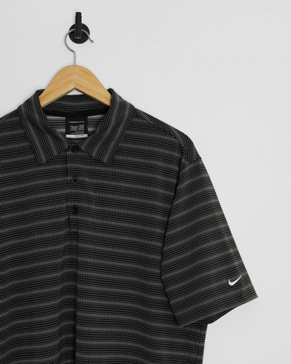 Modern Nike Black/White Striped Polo-Shirt (L)