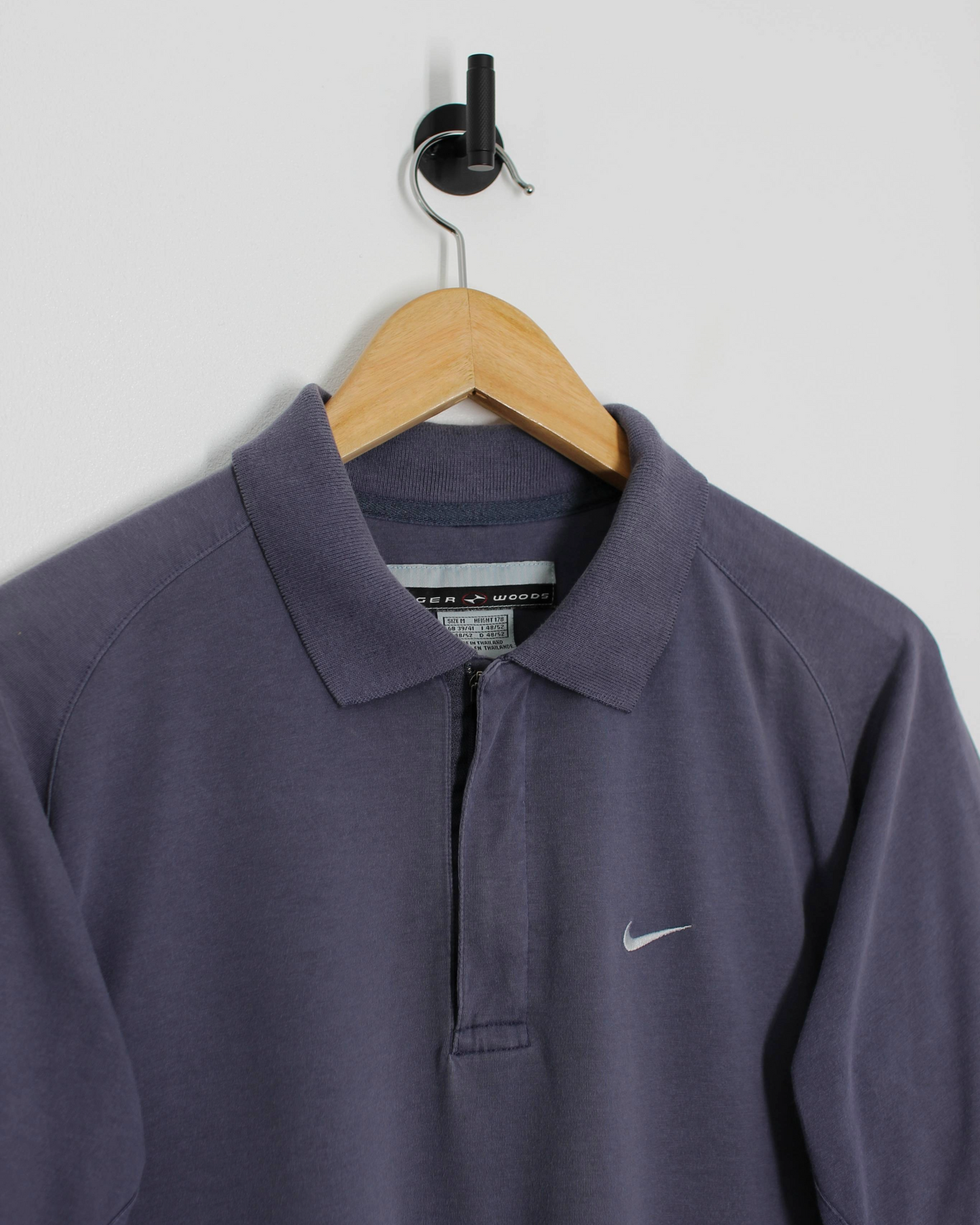 90s Nike Yin Yang Slate Blue Zipped Polo-Shirt (M)
