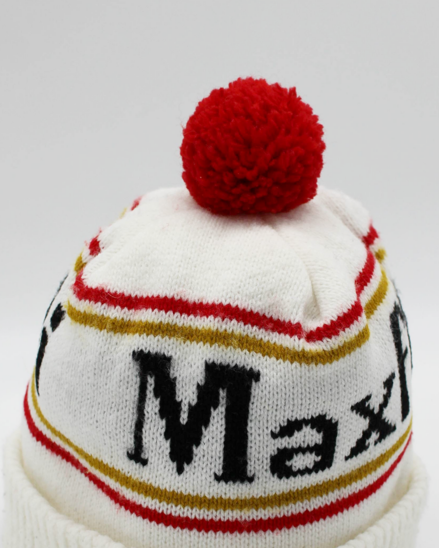 90s Maxfli White/Red/Gold Beanie Hat