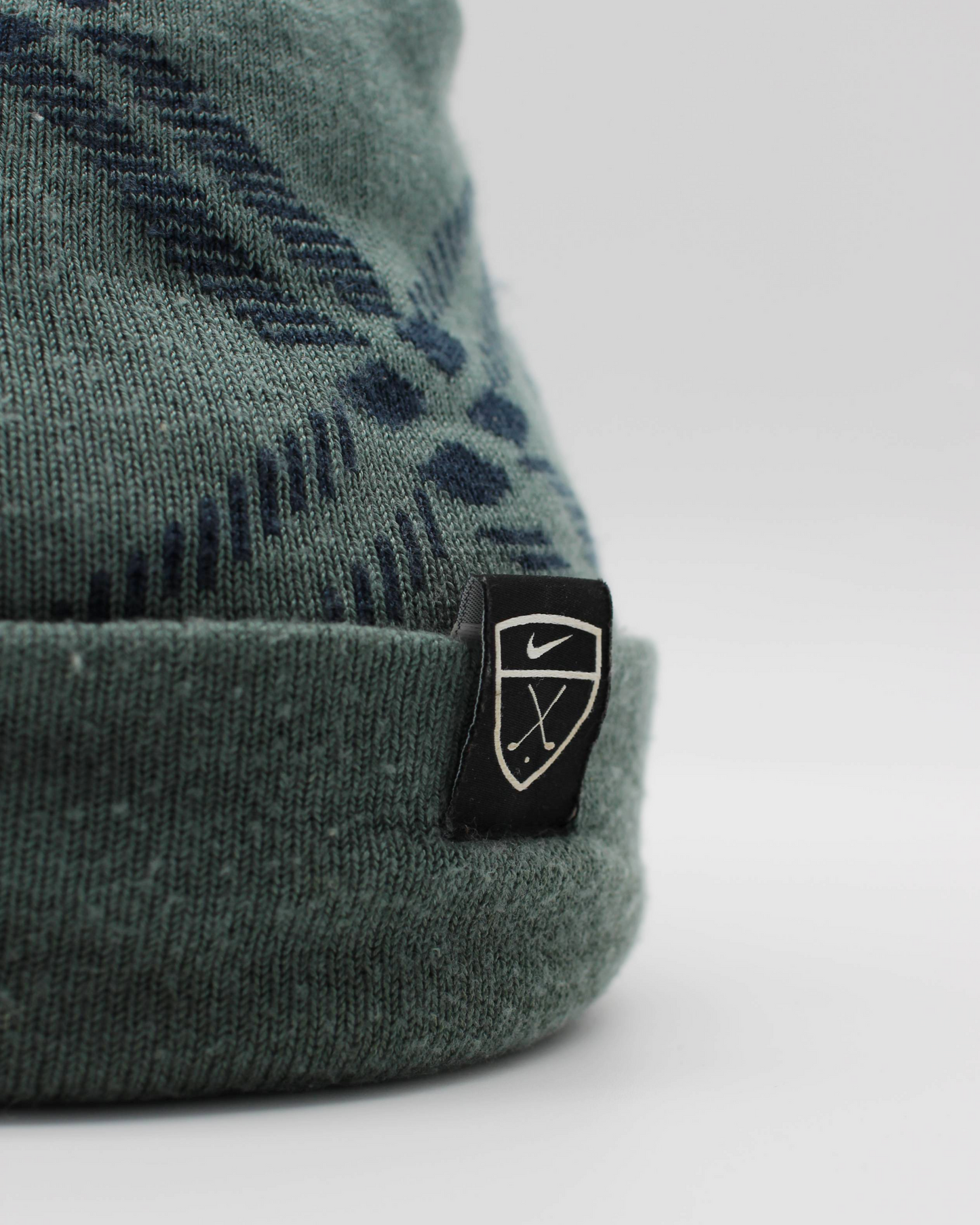 00s Nike Shield Logo Green Patterned Beanie Hat